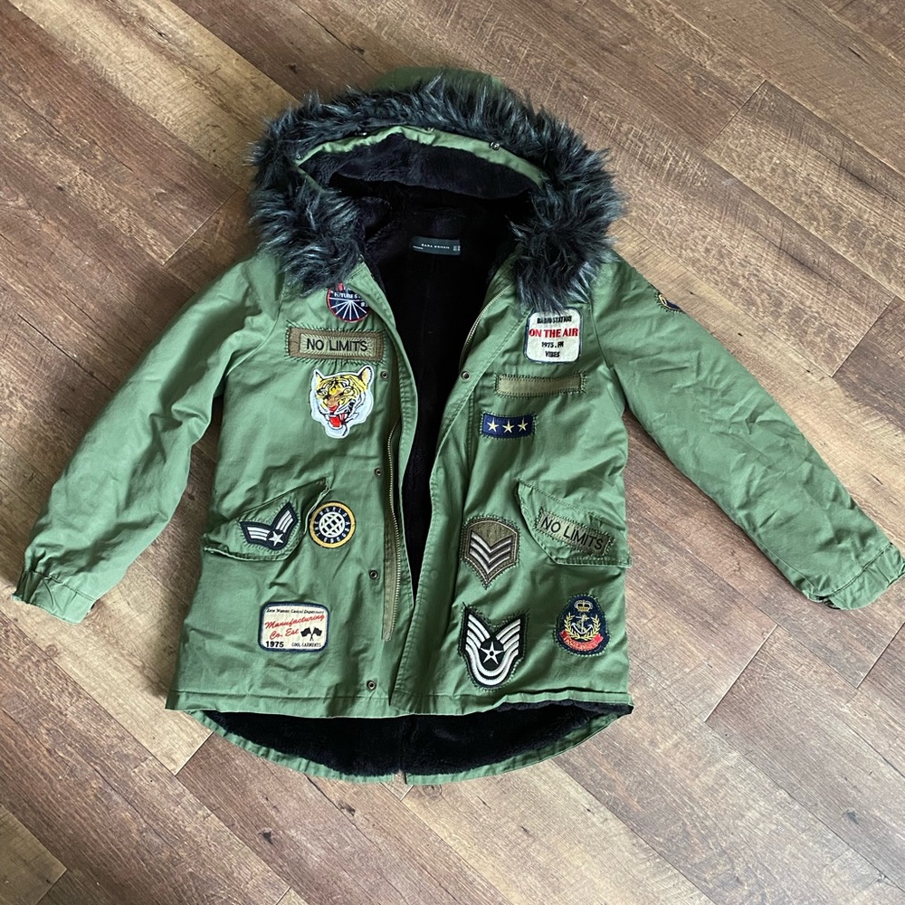 Zara Olive Green Parka Jacket